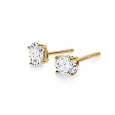 Oval Diamond Stud Earrings - 1.1 ct [14 Karat Gold]