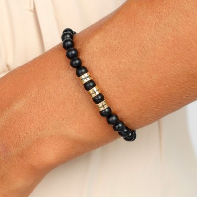 Black Onyx Women Name Bracelet [10 Karat Gold]