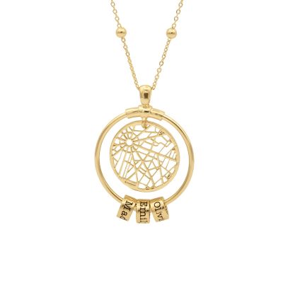 Mother's Love Map Name Necklace [18K Gold Vermeil]
