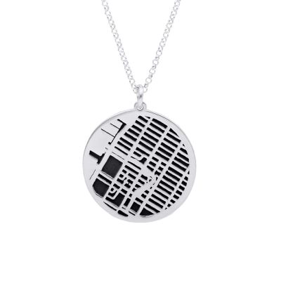 Precious Spot Map Silhouette Necklace [14 Karat White Gold]