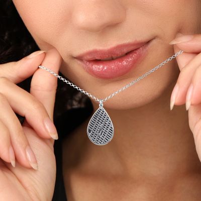 Cherished Spot Silhouette Map Necklace [14 Karat White Gold]