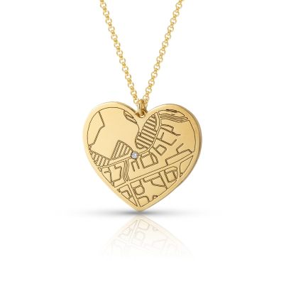 Ties of Heart Engraved Map Necklace [18K Gold Vermeil]