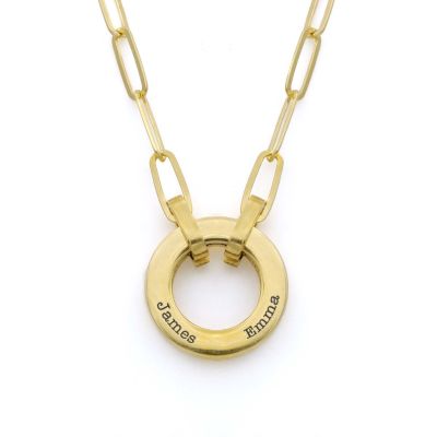 Helena Circle Link Chain Name Necklace [14 Karat Gold]