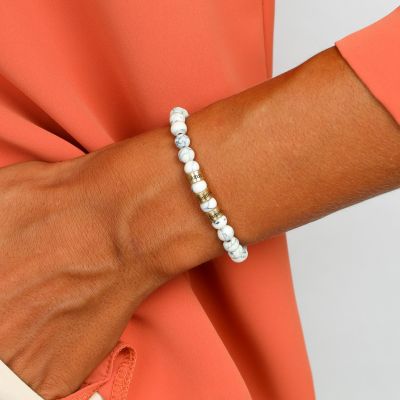 Howlite Women Name Bracelet [10 Karat Gold]