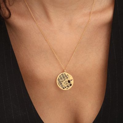 Precious Spot Map Silhouette Necklace [14 Karat Gold]