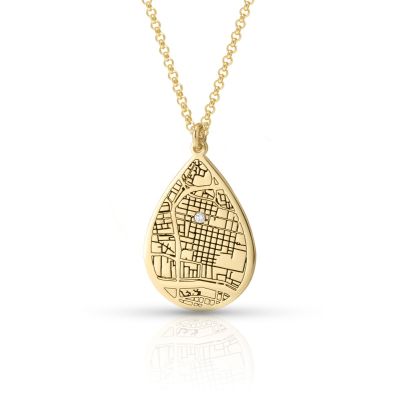 Cherished Spot Engraved Map Necklace [18K Gold Vermeil]