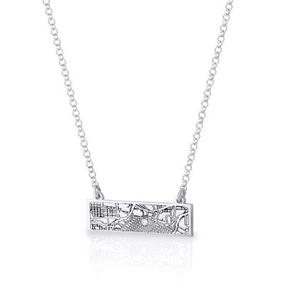 Timeless Spot Engraved Map Necklace [14 Karat White Gold]