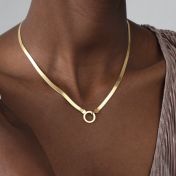 Arya Herringbone Necklace [18K Gold Vermeil] - with Charms