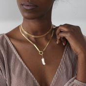 Arya Herringbone Necklace [18K Gold Vermeil] - with Charms