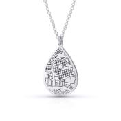 Cherished Spot Engraved Map Necklace [14 Karat White Gold]