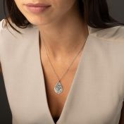 Cherished Spot Engraved Map Necklace [14 Karat White Gold]
