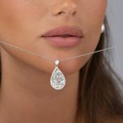 Cherished Spot Engraved Map Necklace With 1 Ct Diamond [14 Karat White Gold]