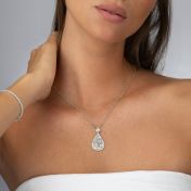 Cherished Spot Engraved Map Necklace With 1 Ct Diamond [14 Karat White Gold]
