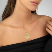 Cherished Spot Engraved Map Necklace with Diamond [14 Karat Gold]