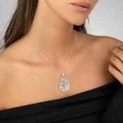 Cherished Spot Engraved Map Necklace with Diamond [14 Karat White Gold]
