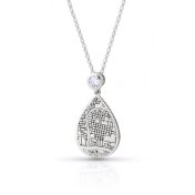 Cherished Spot Engraved Map Necklace with Diamond [14 Karat White Gold]