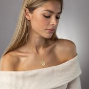 Cherished Spot Engraved Map Necklace with Heart Diamond [18K Gold Plated]