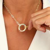 Helena Circle Birthstone Necklace with Link Chain [18K Gold Vermeil]