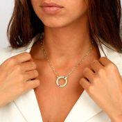 Helena Circle Birthstone Necklace with Link Chain [18K Gold Vermeil]