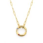 Helena Circle Birthstone Necklace with Link Chain [18K Gold Vermeil]