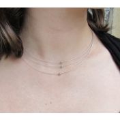 Diamonds on a Wire Necklace [18K White Gold]
