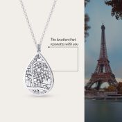 Cherished Spot Engraved Map Necklace [14 Karat White Gold]