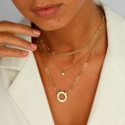Helena Circle Link Chain Name Necklace with a Diamond [18K Gold Vermeil]