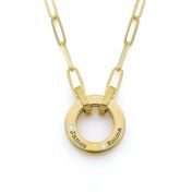 Helena Circle Link Chain Name Necklace with a Diamond [18K Gold Vermeil]