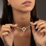 Helena Circle Link Chain Name Necklace with 0.3ct Diamond [18K Gold Vermeil]