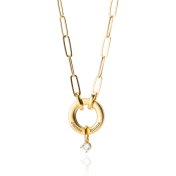 Helena Circle Link Chain Name Necklace with 0.3ct Diamond [18K Gold Vermeil]