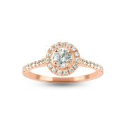 Luna Diamond Halo Engagement Ring - Round Brilliant [14 Karat Rose Gold]