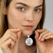 Precious Spot Engraved Map Necklace With 1 Ct Diamond [Sterling Silver]