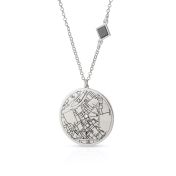 Precious Spot Engraved Map Necklace with Nano Bible [14 Karat White Gold]