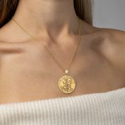 Talisa Map Engraved Necklace with Heart Diamond [14 Karat Gold]