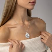 Talisa Map Engraved Necklace with Heart Diamond [14 Karat White Gold]