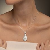 Threads Of Life Engraved Map Necklace with 1ct Diamond [Sterling Silver]