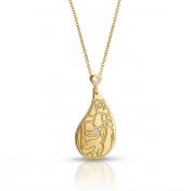 Threads Of Life Engraved Map Necklace with Heart Diamond [14 Karat Gold]