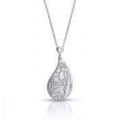 Threads Of Life Engraved Map Necklace with Heart Diamond [Sterling Silver]