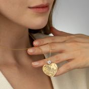 Ties of Heart Engraved Map Necklace With 1 Ct Diamond [18K Gold Plated]