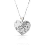 Ties of Heart Engraved Map Necklace with Heart Diamond