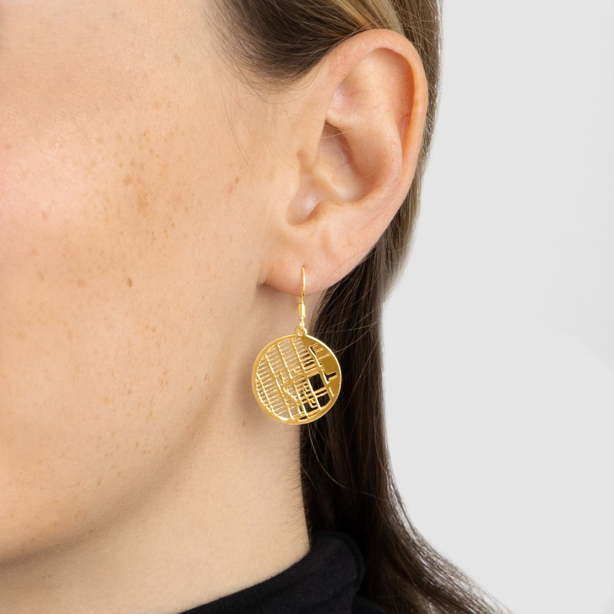 Memories Circle Map Earrings [18K Gold Vermeil]