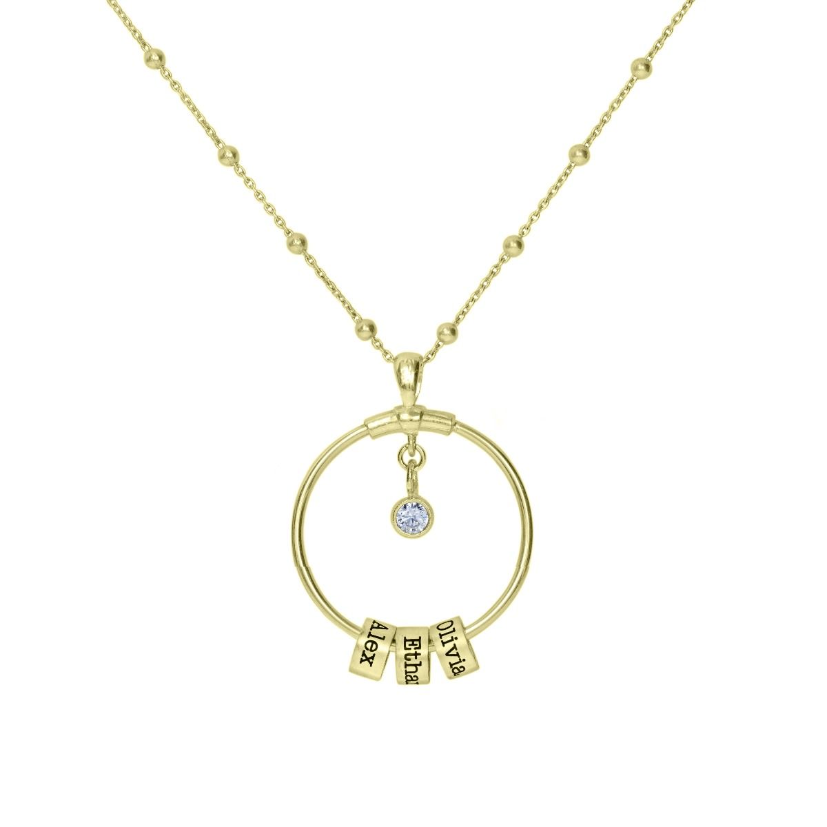 Family Circle Name Necklace with a Diamond [18K Gold Vermeil]