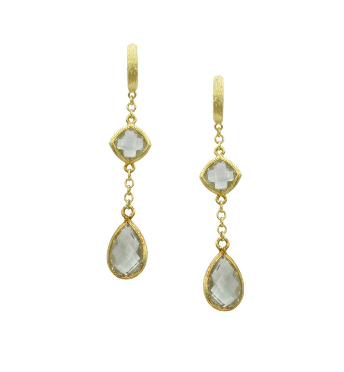 Green Amethyst Droplet Earrings [18K Gold]