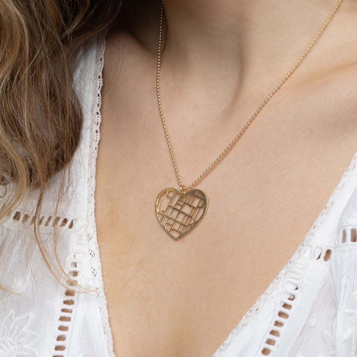 Heart Necklace - Map Necklace in Gold - Personalized Gifts for Her 