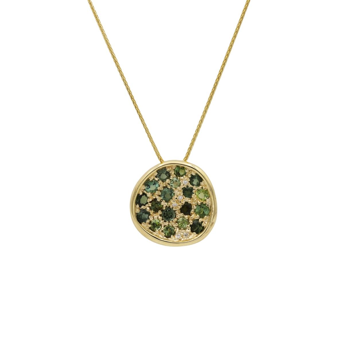 Green Tourmaline Circle Necklace [18K Gold]