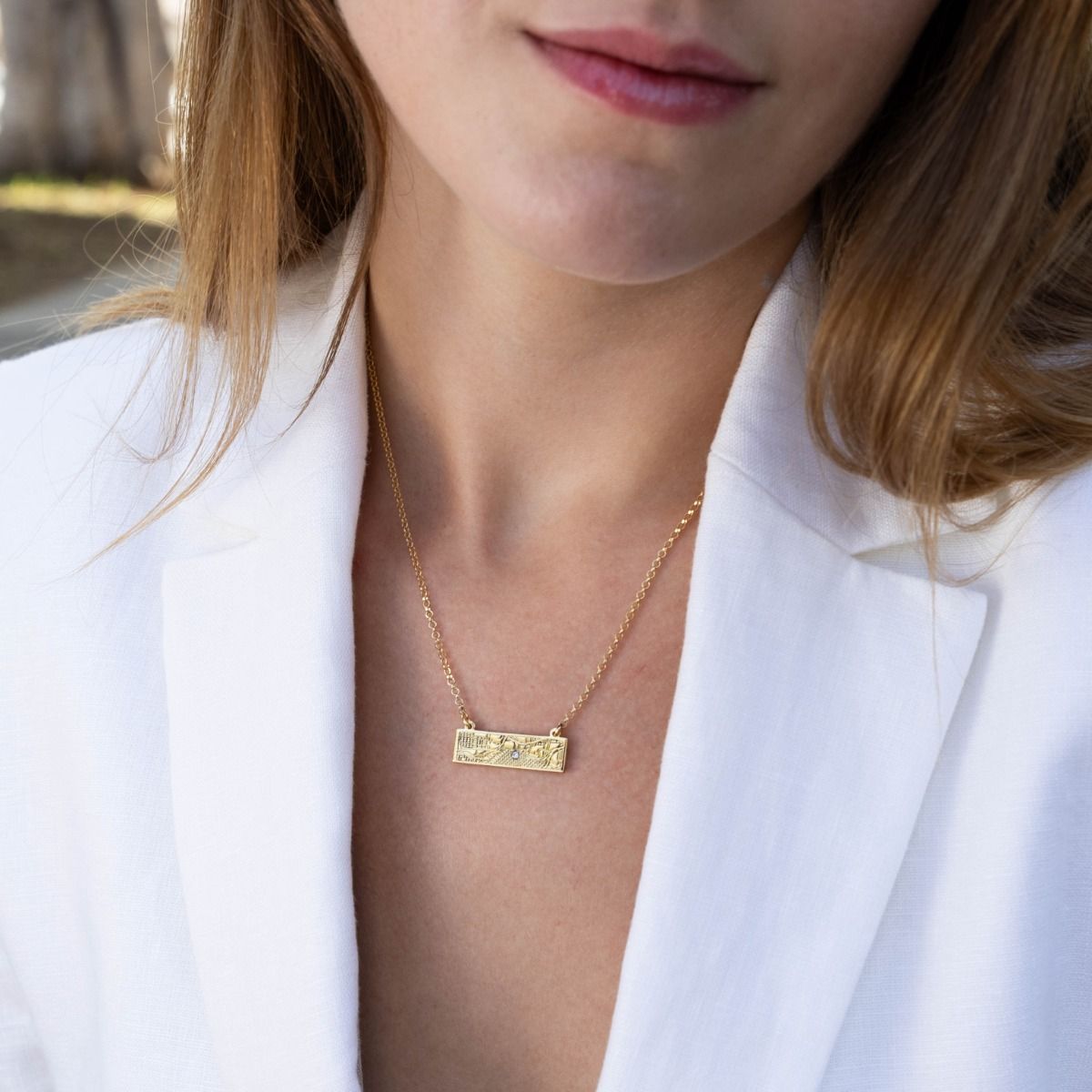 Timeless Spot Engraved Map Necklace [18K Gold Vermeil]