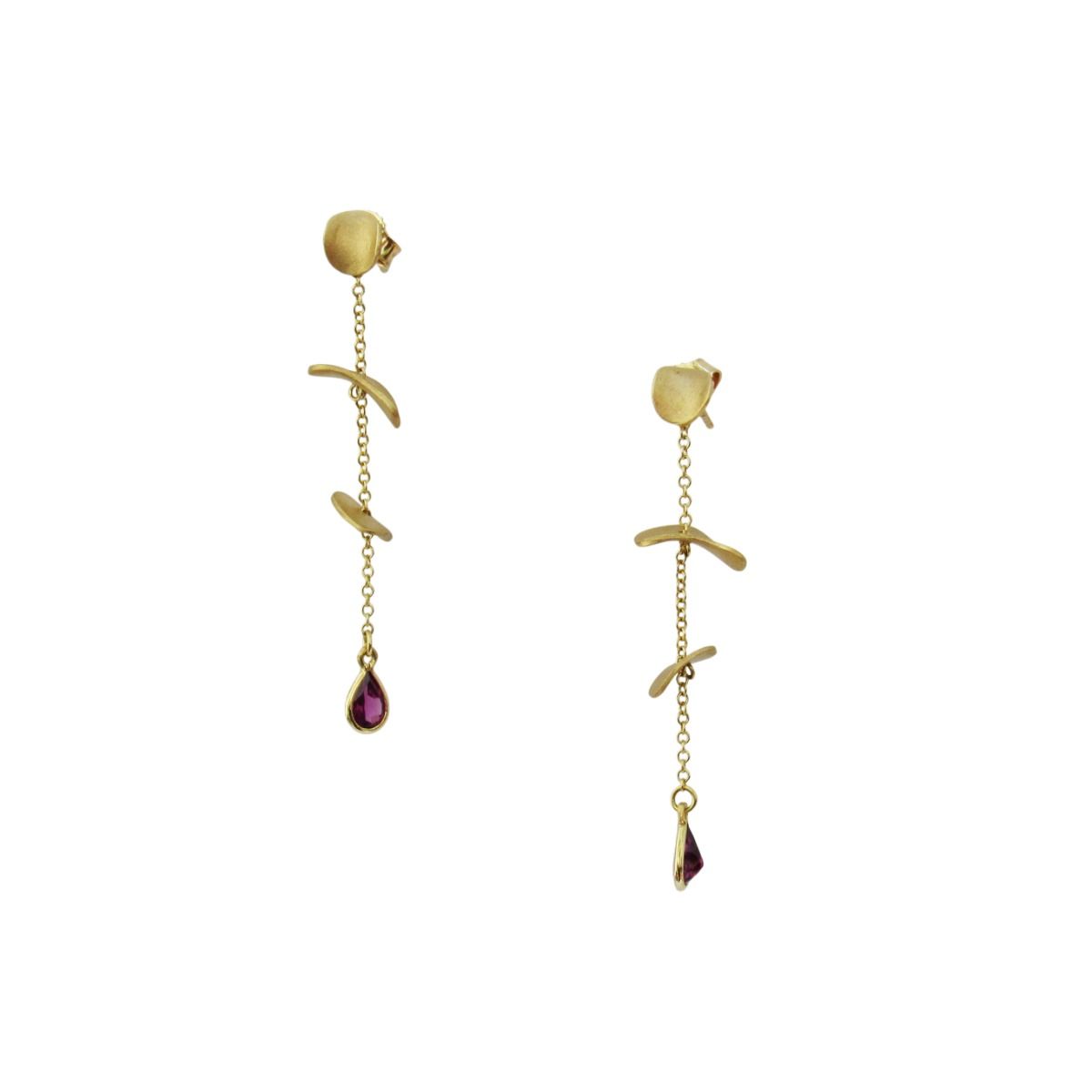 Tranquil Pebbles Rhodolite Earrings [18K Gold]