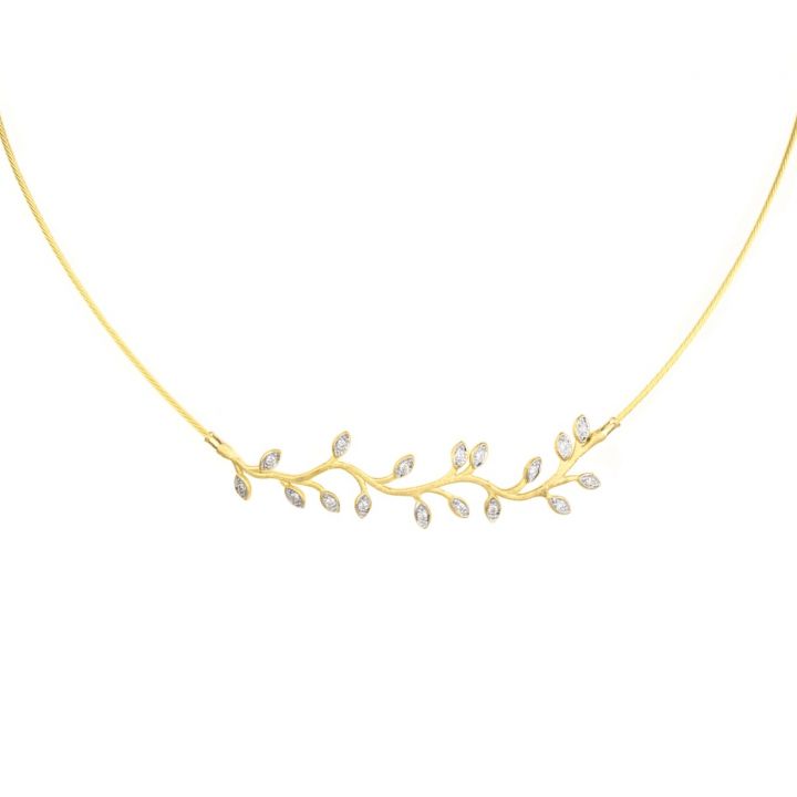 Olive Branch Cord Necklace [18K Gold]