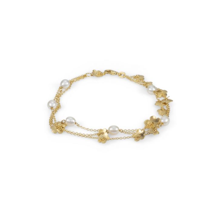 Flowers and Pearls Bracelet [18K Gold]
