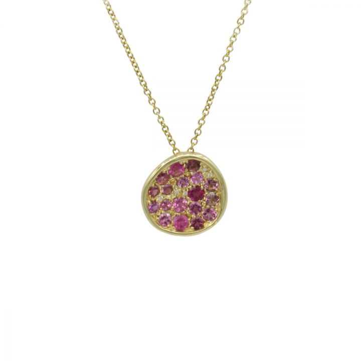 Pink Tourmaline Circle Necklace [18K Gold]